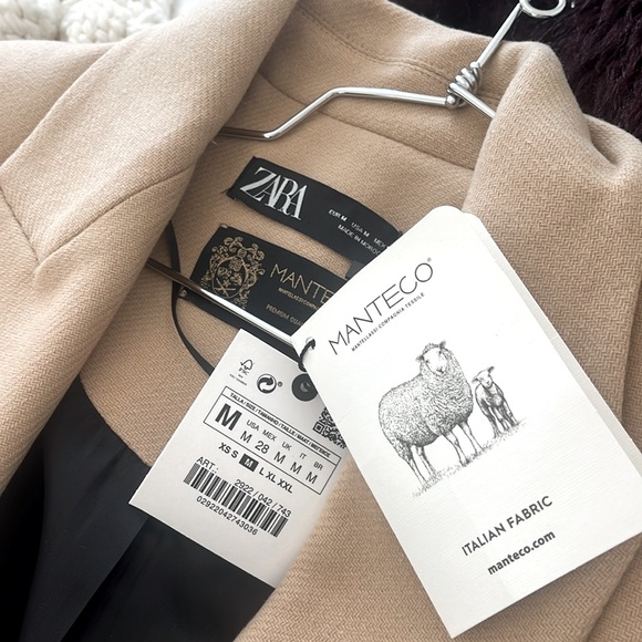 Zara Wool Blend Double Breasted Fitted Coat in Camel Medium NWT - Picture 10 of 16